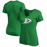Women Anaheim Ducks Fanatics Branded St. Patrick's Day White Logo T-Shirt Kelly Green FengYun,baseball caps,new era cap wholesale,wholesale hats